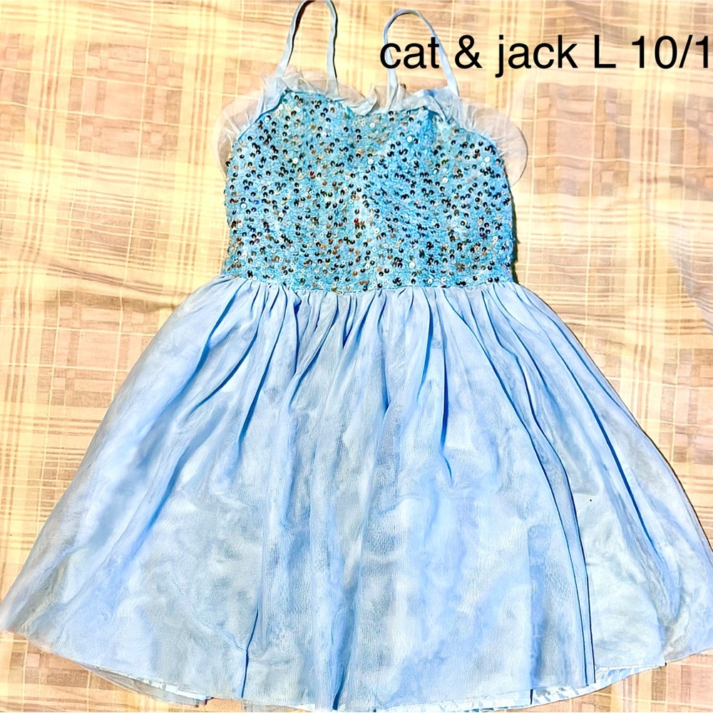 Cat & Jack Light Blue Sequin Tulle Party Dress